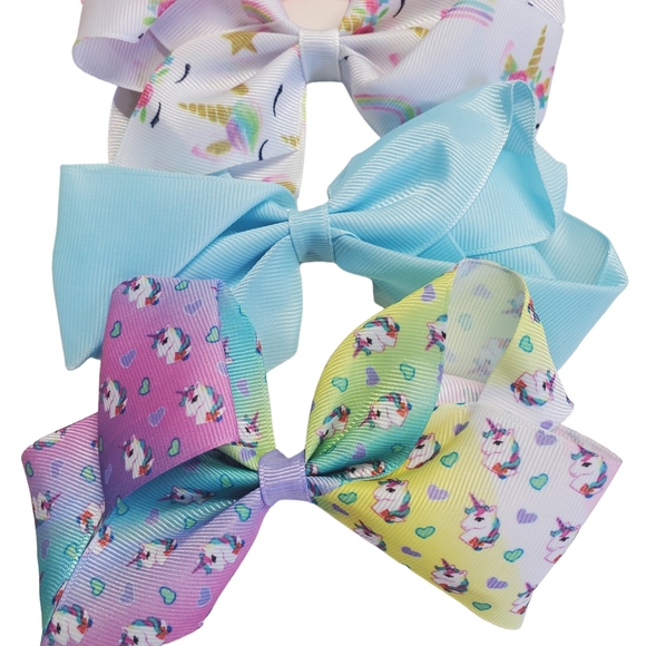 NWOT Girls Bundle Girls'  Unicorn Cap & Hair Bows  Set of 5 - Picture 13 of 14